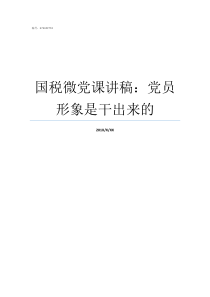 国税微党课讲稿党员形象是干出来的党课讲稿