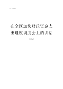 在全区加快财政资金支出进度调度会上的讲话国债资金是财政资金吗