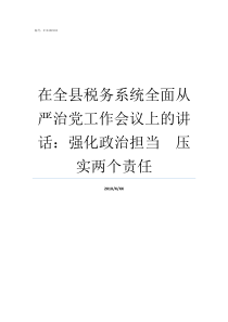 在全县税务系统全面从严治党工作会议上的讲话强化政治担当压实两个责任税务新系统