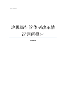 地税局征管体制改革情况调研报告支持征管体制改革