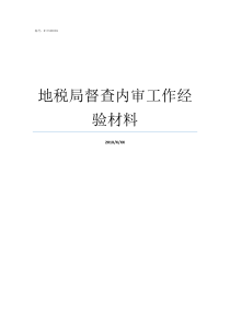 地税局督查内审工作经验材料