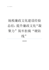 地税廉政文化建设经验总结提升廉政文化凝聚力筑牢拒腐硬防线