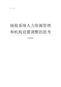 地税系统人力资源管理和机构设置调整的思考