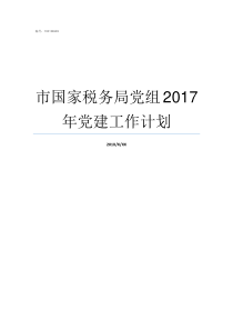 市国家税务局党组2017年党建工作计划税务局党委全称