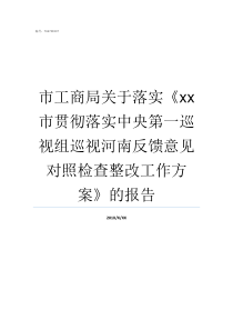 市工商局关于落实xx市贯彻落实中央第一巡视组巡视河南反馈意见对照检查整改工作方案的报告