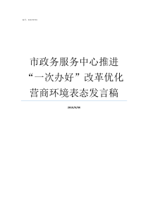 市政务服务中心推进一次办好改革优化营商环境表态发言稿市政务服务中心是什么