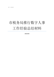 市税务局推行数字人事工作经验总结材料