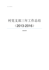 村党支部三年工作总结20132016村支部书记三年的工作汇报