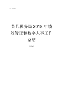 某县税务局2018年绩效管理和数字人事工作总结税务局2018年减税