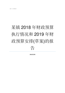 某镇2018年财政预算执行情况和2019年财政预算安排草案的报告2018年镇区财政决算报告