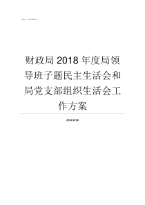 财政局2018年度局领导班子题民主生活会和局党支部组织生活会工作方案财政局招聘2019