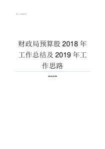 财政局预算股2018年工作总结及2019年工作思路