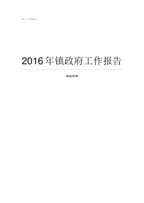 2016年镇政府工作报告