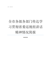 全市各级各部门传达学习贯彻省委巡视组讲话精神情况简报