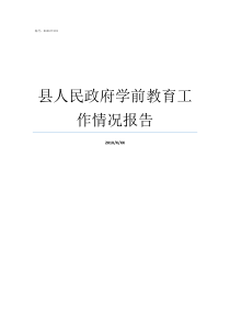 县人民政府学前教育工作情况报告定向学前教育工作几年