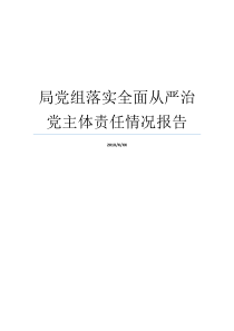 局党组落实全面从严治党主体责任情况报告党委党组的主体责任是包括什么