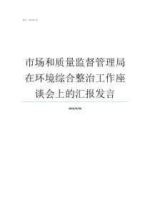 市场和质量监督管理局在环境综合整治工作座谈会上的汇报发言