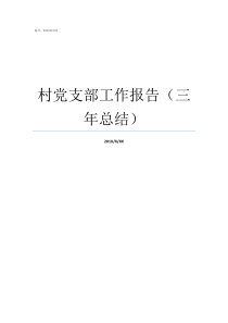 村党支部工作报告三年总结村党支部年度工作报告