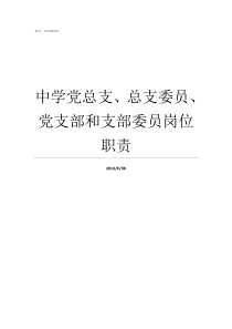 中学党总支总支委员党支部和支部委员岗位职责