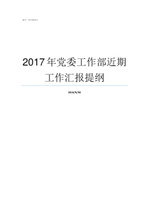 2017年党委工作部近期工作汇报提纲