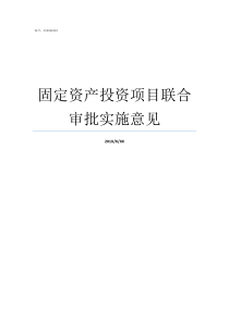 固定资产投资项目联合审批实施意见某固定资产投资项目