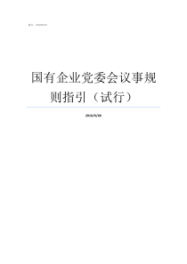 国有企业党委会议事规则指引试行