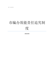 市编办效能责任追究制度严格责任追究