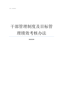 干部管理制度及目标管理绩效考核办法