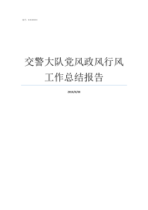 交警大队党风政风行风工作总结报告党风政风行风的具体要求