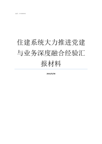 住建系统大力推进党建与业务深度融合经验汇报材料党建带关建