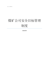 煤矿公司安全目标管理制度安全目标管理情况