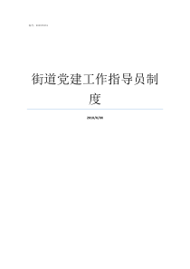 街道党建工作指导员制度如何做好党建工作指导员