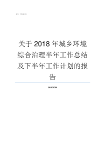 关于2018年城乡环境综合治理半年工作总结及下半年工作计划的报告2018年城乡医疗保险