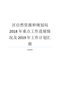 区自然资源和规划局2018年重点工作进展情况及2019年工作计划汇报自然资源规划局职能自然资源规划局