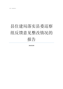 县住建局落实县委巡察组反馈意见整改情况的报告县委巡察组