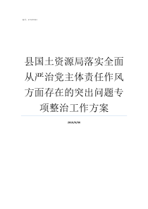 县国土资源局落实全面从严治党主体责任作风方面存在的突出问题专项整治工作方案崇阳县国土资源局吴局长