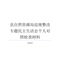 县自然资源局巡视整改专题民主生活会个人对照检查材料