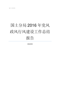 国土分局2016年党风政风行风建设工作总结报告