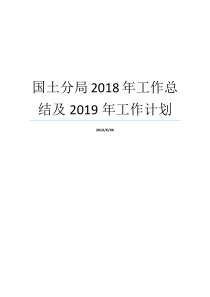 国土分局2018年工作总结及2019年工作计划国土资规20181