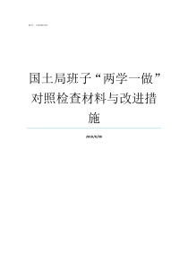 国土局班子两学一做对照检查材料与改进措施