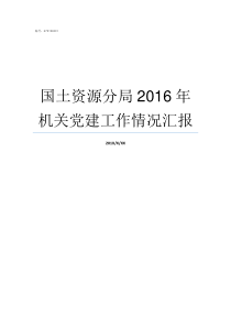 国土资源分局2016年机关党建工作情况汇报土地局和国土资源局局长