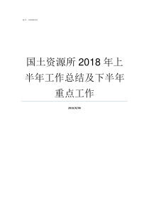 国土资源所2018年上半年工作总结及下半年重点工作