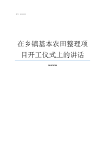 在乡镇基本农田整理项目开工仪式上的讲话