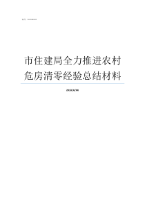 市住建局全力推进农村危房清零经验总结材料农业和农村部