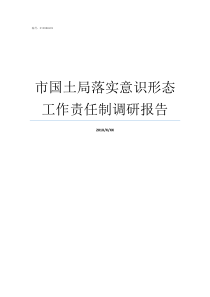 市国土局落实意识形态工作责任制调研报告落实意识形态责任制