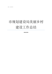 市规划建设局美丽乡村建设工作总结美丽乡村规划方案