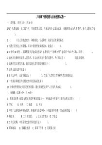 人教部编版六年级下册道德与法治期末试卷及答案