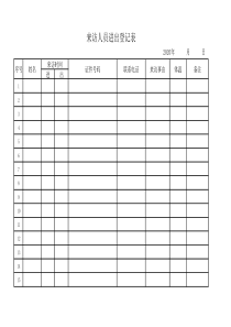 疫情期间进出人员登记表