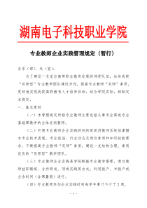 专业教师企业实践管理规定(暂行)