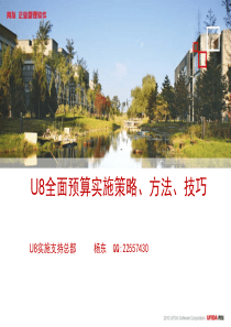 全面预算管理介绍与用友U8实施策略、方法、技巧(杨东)